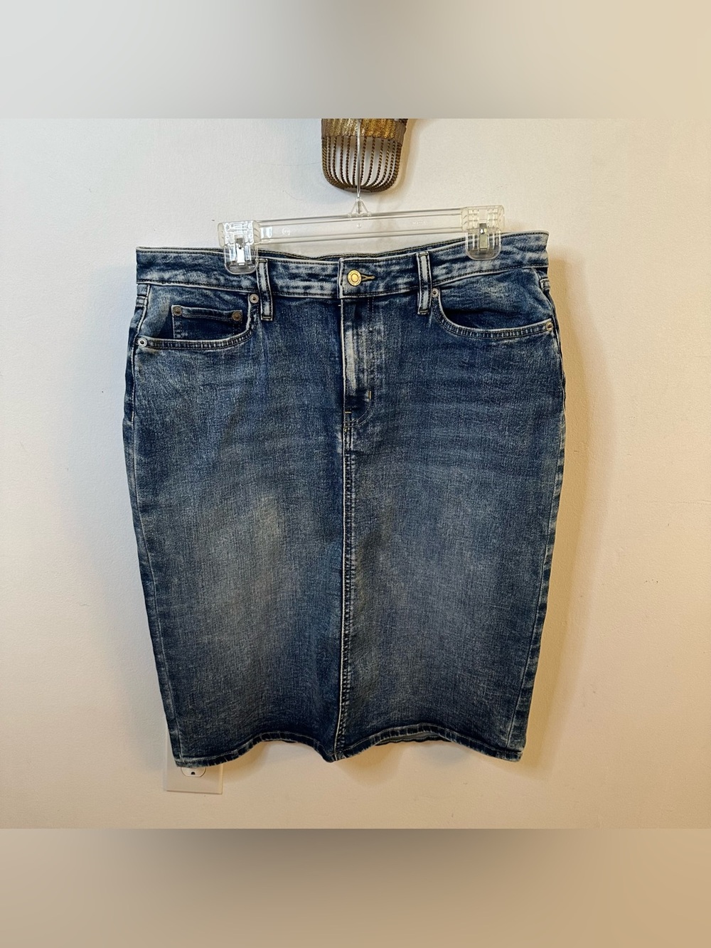 Lauren Ralph Lauren Blue Denim Jean Midi Pencil Skirt, Size 14W Classic Capsule - Picture 16 of 16